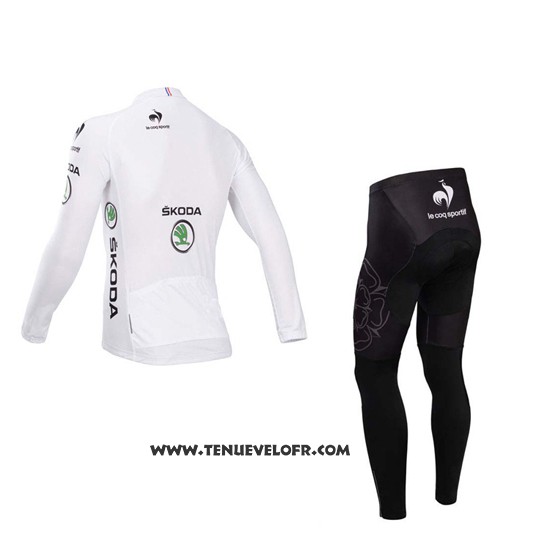2014 Maillot Ciclismo Tour DE France Blanc Manches Longues et Cuissard